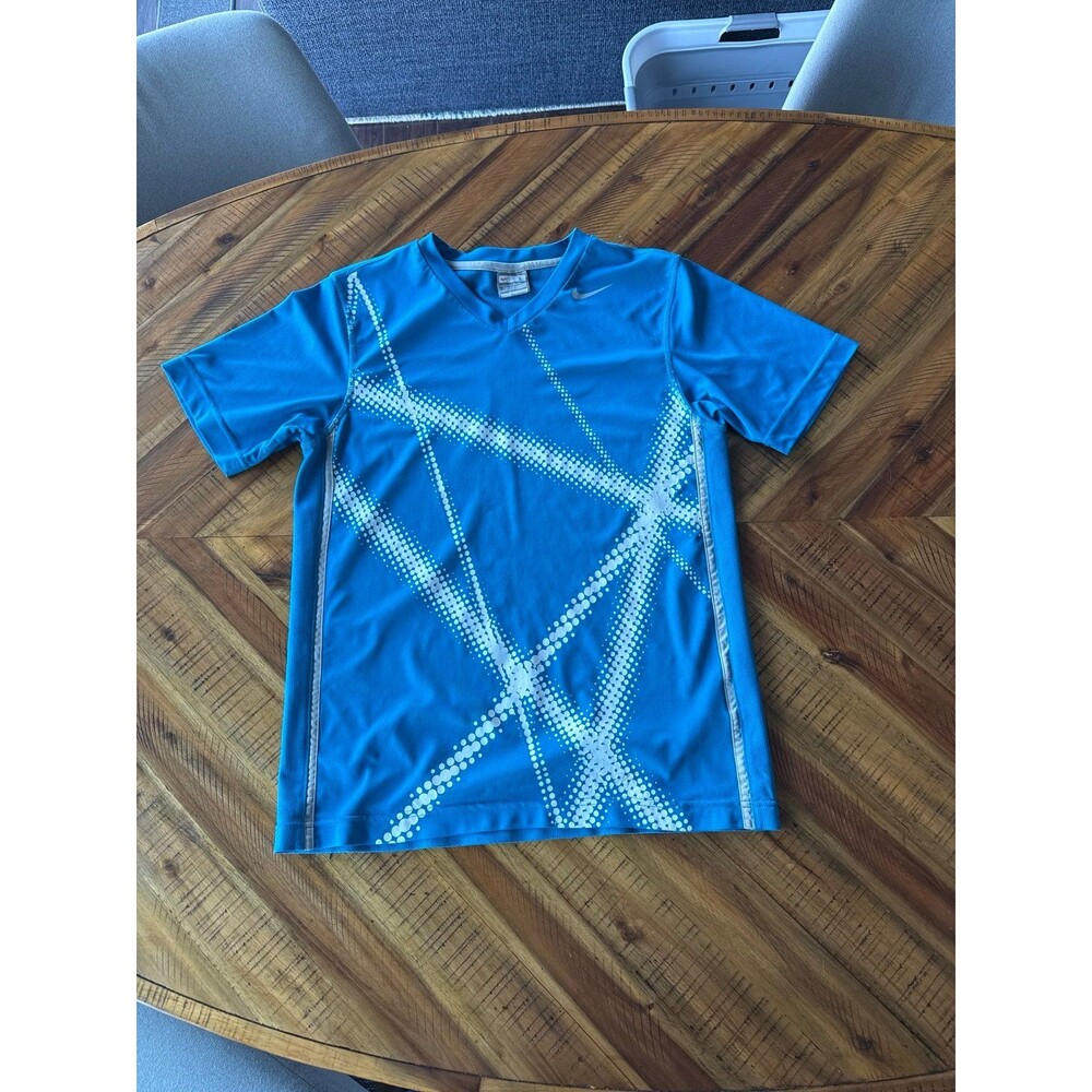 Nike Court Rafael Nadal 2011 US Open Tennis Shirt Men L Blue Tenniscore Vintage